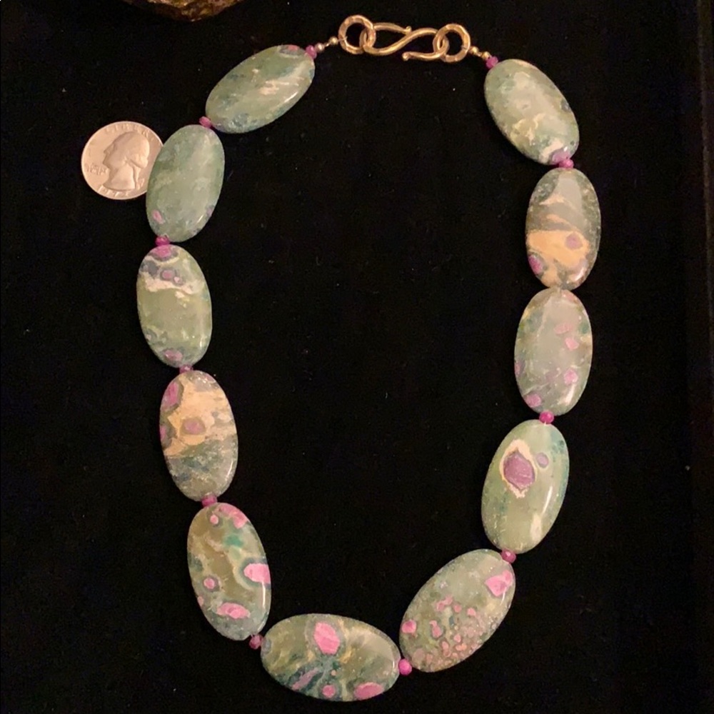 Gold over Silver Genuine Ruby in fuchsite $200